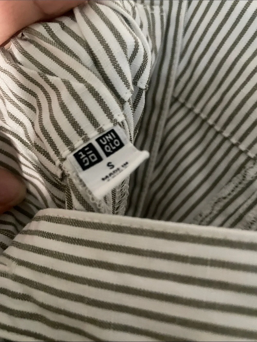 Uniqlo White and Green Pinstripe Wide-Leg Jumpsuit